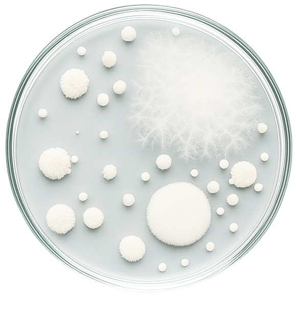 Bacteria-filled petri dish showing other sheets with bacteria