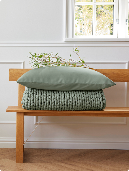 Weighted blanket on bench